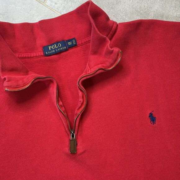 Polo Ralph Lauren Quarter Zip Sweater Mens 3XLT Red Big Tall Cotton Ribbed - Picture 2 of 11